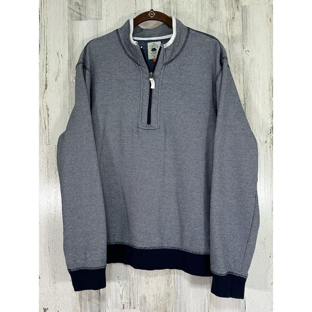 Copper & Oak Supply Mens Sweatshirt‎ Size XL Heathered Navy Blue 1/4 Zip